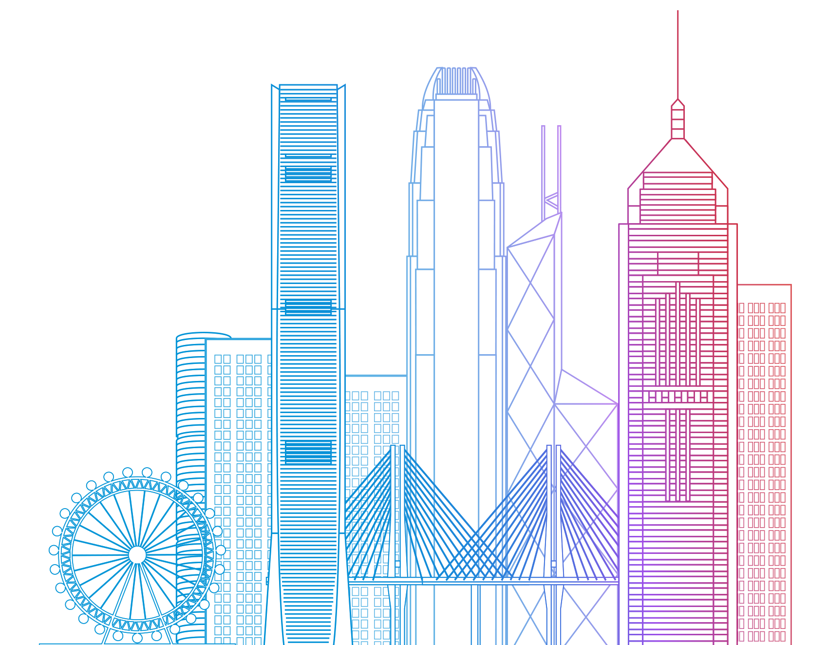 city-gradient-line-art